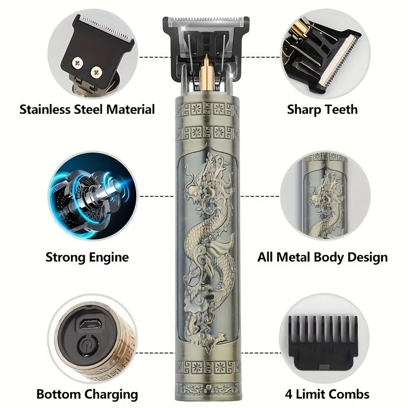 USB Rechargeable Hair Clipper, Professional Barber Electric Razor, T-Style Trimmer, Gapless Trimmer, Beard Shaver, Men's Hair Clipper. Valentine's Day, Spring Festival, Lunar New Year