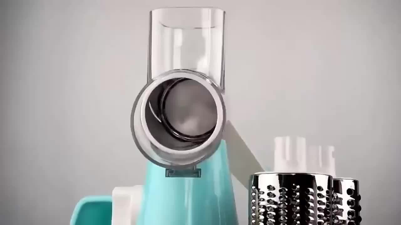 3-in-1 Stainless Steel Manual Slicer, Grater & Dicer - Heavy-Duty Stainless Steel with Drum Blades for Shredding, Dicing, Shredding Vegetables, Fruits, Nuts - Space-Saving Kitchen Gadget for Home Cooks & Professional Chefs, C