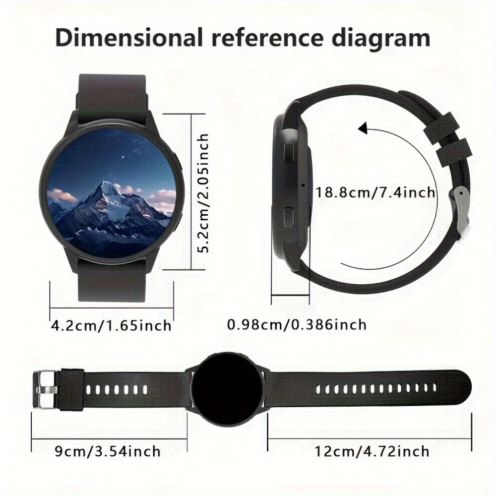 ERUN Smart Watch 5143.5 - 3.81cm Round Screen, Multi-Dial Selection, Sports Mode, Call/Message Reminders, Weather Sync, Business & Casual Style, Rechargeable Battery, Perfect Gift for Men & Women, Christmas & Birthday, Smart