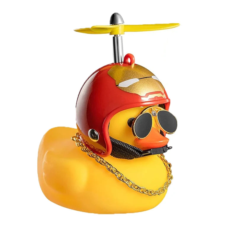 Car  Duck Ornaments Yellow Rubber Duck Car Dashboard Decorations with Propeller Helmet