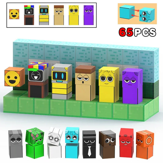 Magnetic Building Block Sprunki Magnet Cube Mine World Set for Boy Girl Kid Age 3+ DIY Model Children STEM Sensory MusicToy Gift