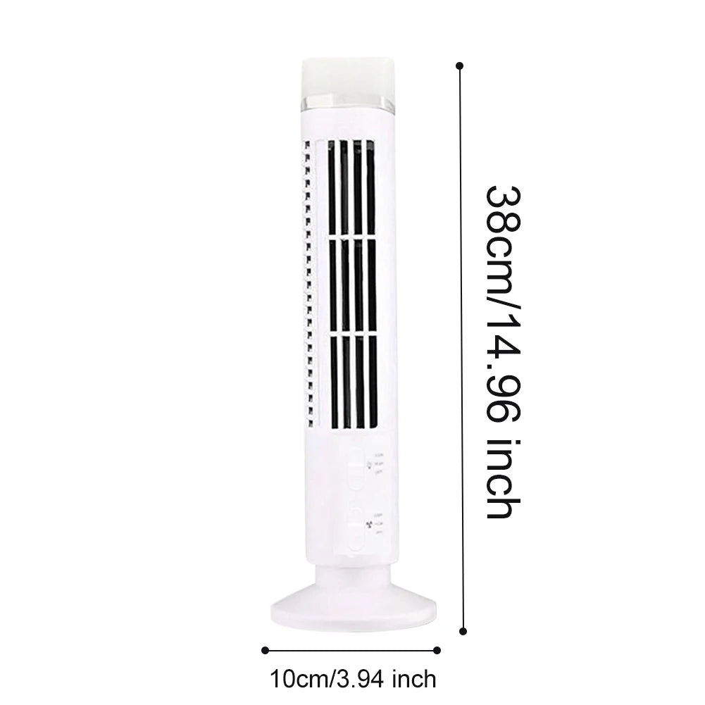 Bladeless Desktop Tower Fan Portable Electric Fan Air Cooler 2 Wind Speed Cooling Air Conditioner Standing Fan for Home Office