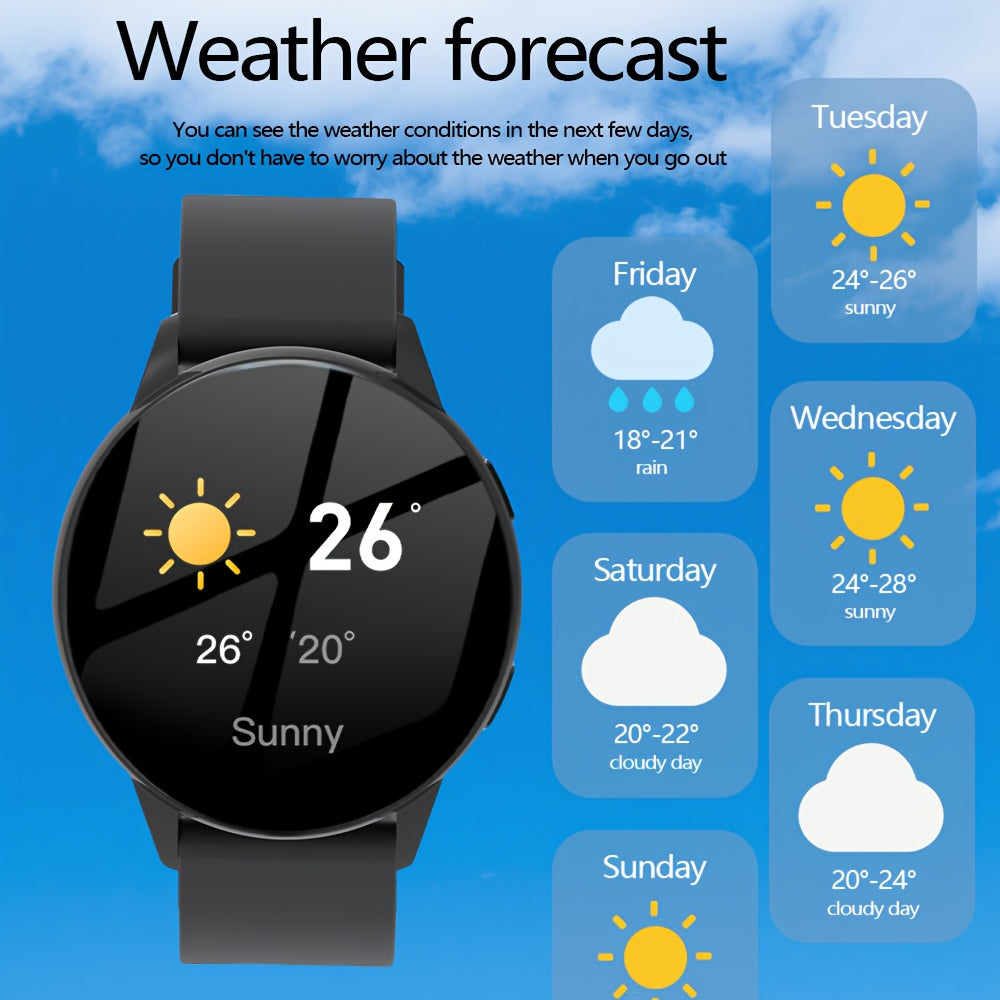 ERUN Smart Watch 5143.5 - 3.81cm Round Screen, Multi-Dial Selection, Sports Mode, Call/Message Reminders, Weather Sync, Business & Casual Style, Rechargeable Battery, Perfect Gift for Men & Women, Christmas & Birthday, Smart